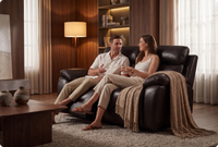 Milano Genuine Leather Black Electric Power Recliner 2 Seater Sofa