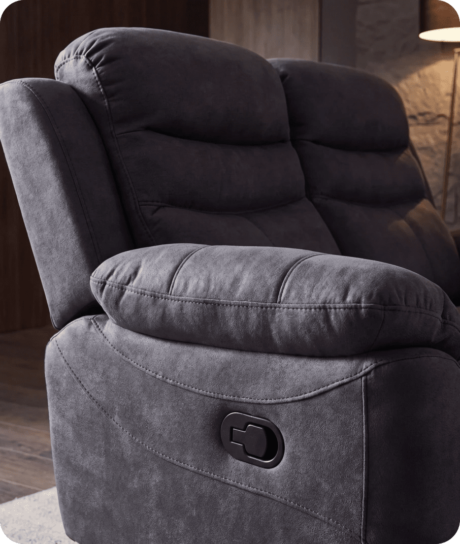 Bristol Grey Fabric Manual Recliner 2 Seater Sofa