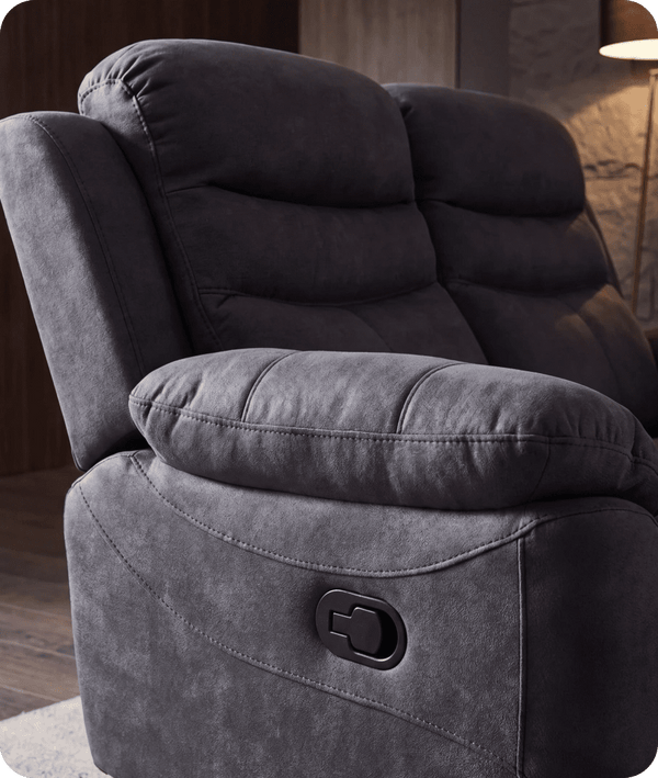 Bristol Grey Fabric Manual Recliner 2 Seater Sofa