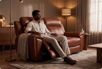 Leo Genuine Leather Tan Electric Power Recliner 2 Seater