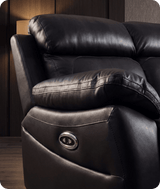 Torino Genuine Leather Black  Electric Power Recliner 2 Seater