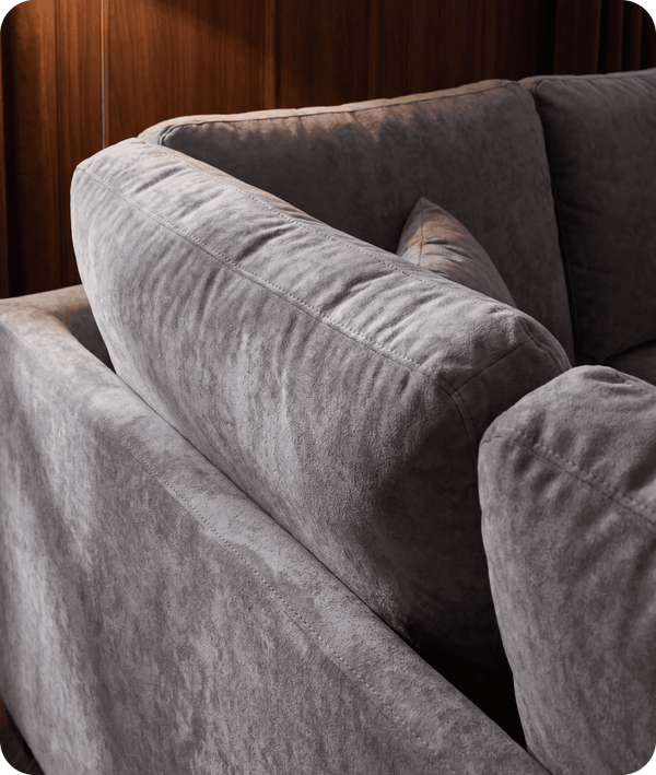 Mayfair Grey Fabric U Shape High Back Corner Sofa + Footstool