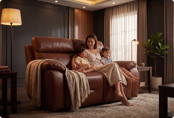 Milano Genuine Leather Tan Electric Power Recliner 2 Seater