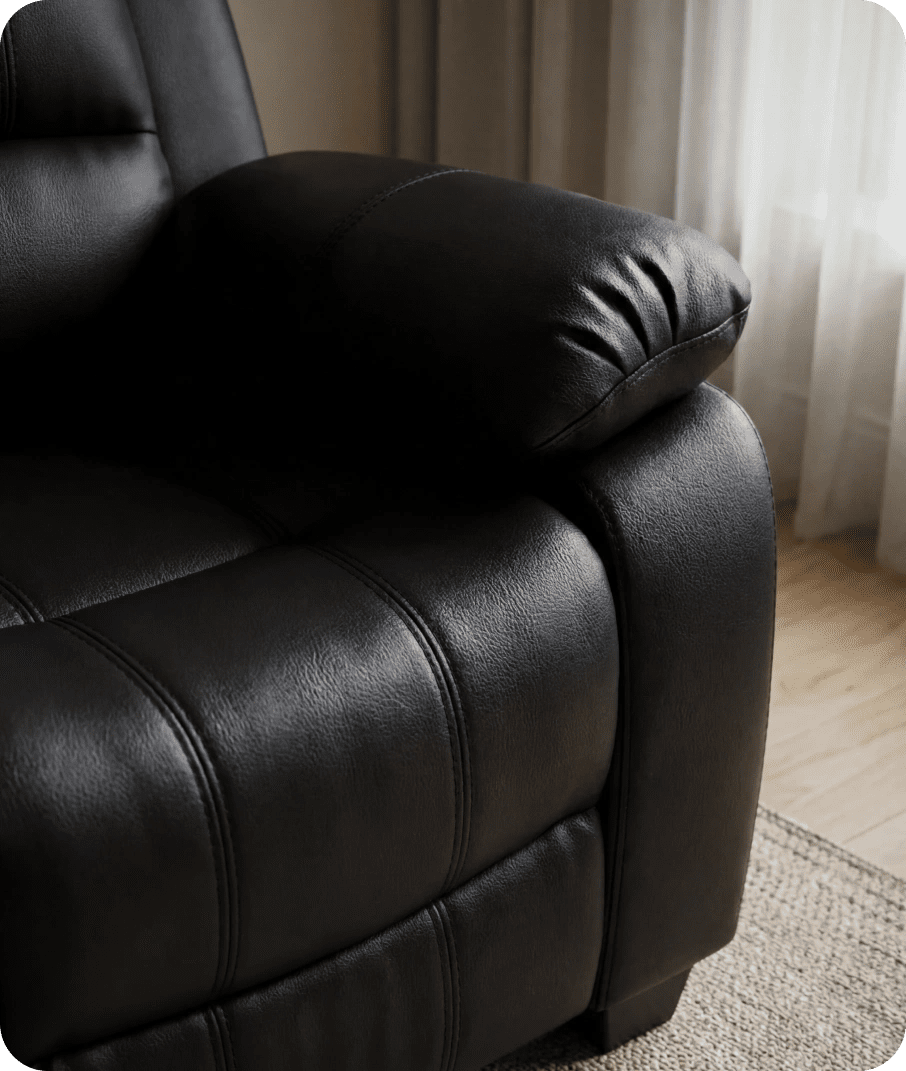 Veloura Black Leather 3 Seater Sofa