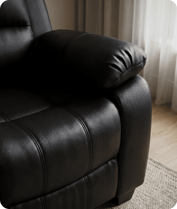 Veloura Black Leather 3 Seater Sofa