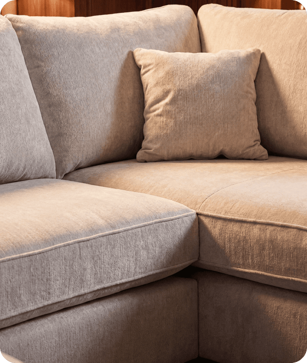 Mayfair Silver  Fabric U Shape High Back Corner Sofa + Footstool