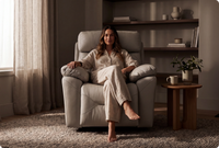 Milano Genuine Leather Light Grey Electric Power Recliner Armchair