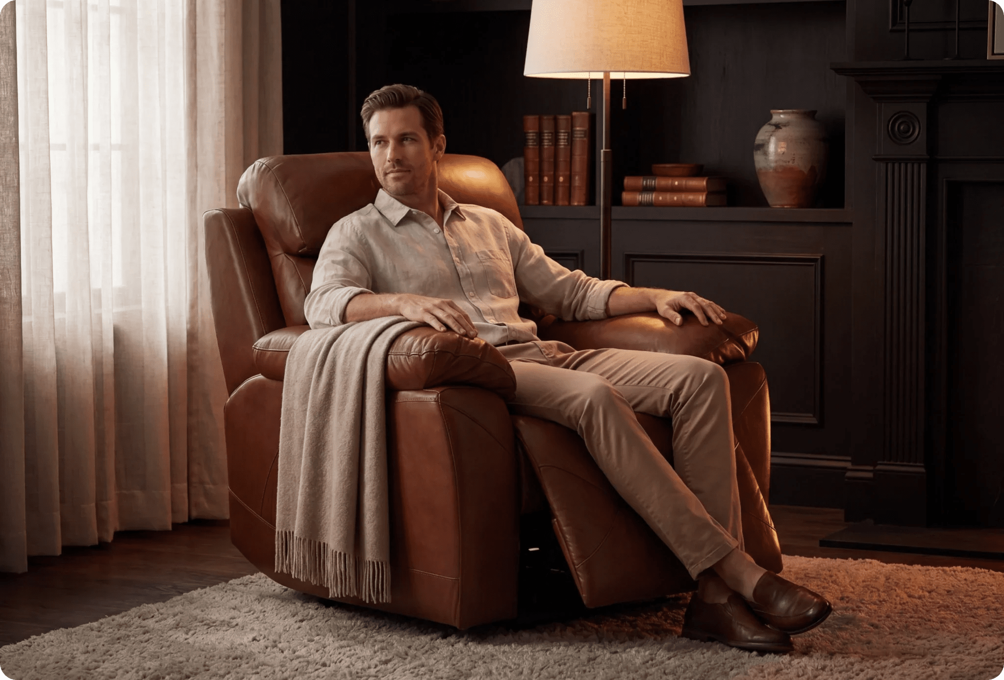 Milano Tan Power Recliner Armchair