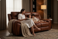 Leo Genuine Leather Tan Electric Power Recliner 3 Seater