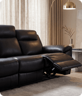 Leo Genuine Leather Black Electric Power Recliner 3 Seater Sofa