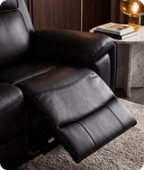 Leo Genuine Leather Black Electric Power Recliner 2 Seater Sofa