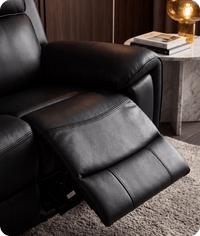 Leo Genuine Leather Black Electric Power Recliner 2 Seater Sofa