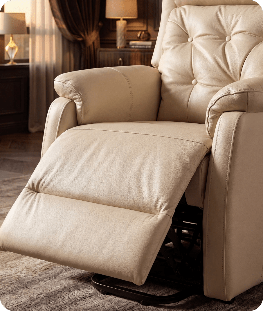 Oliver Genuine Leather Cream Rise & Recline Mobility Chair