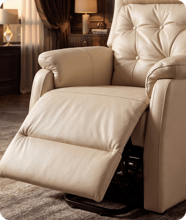 Oliver Genuine Leather Cream Rise & Recline Mobility Chair