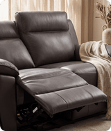 Leo Genuine Leather Grey Electric Power Recliner 2 Seater Sofa