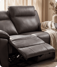 Leo Genuine Leather Grey Electric Power Recliner 2 Seater Sofa