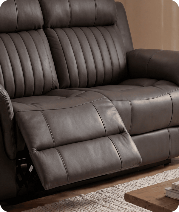 Martini Genuine Leather Grey Electric Power Recliner 2 Seater Sofa
