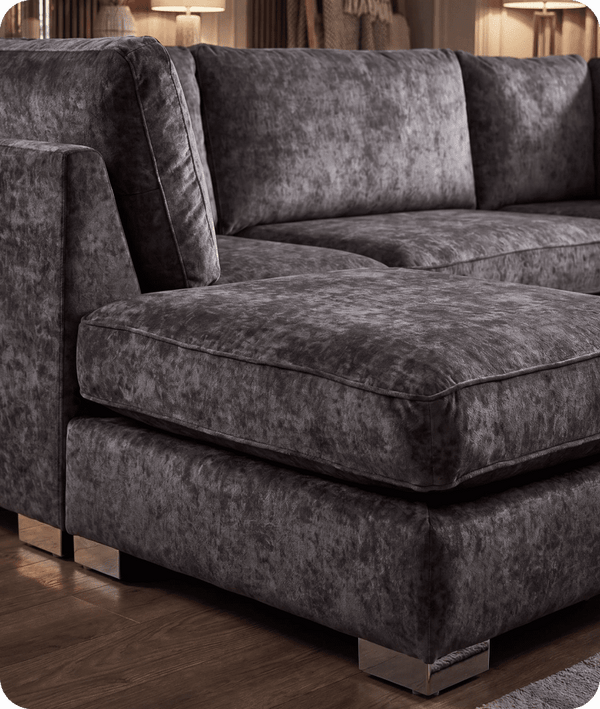 Westminster Coal Alaska Fabric U Shape High Back Corner Sofa