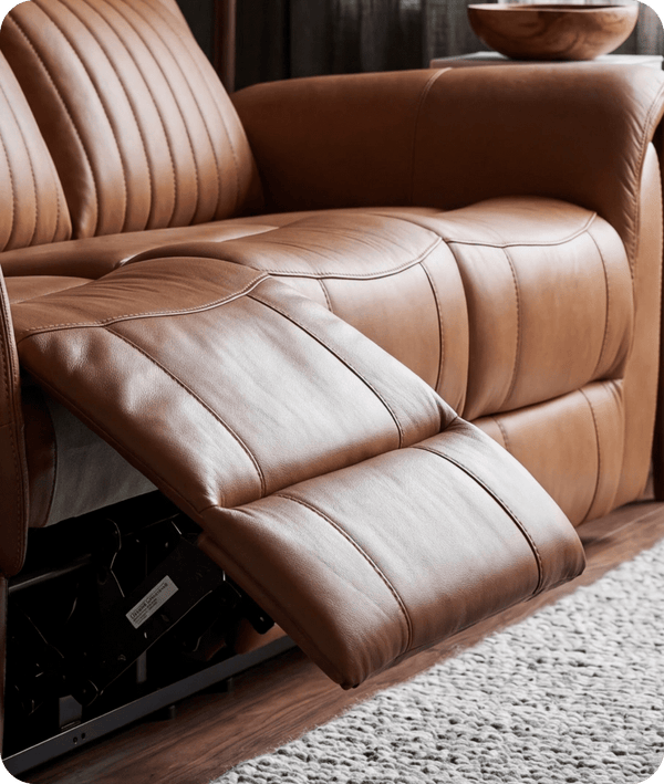 Martini Genuine Leather Caramel Electric Power Recliner 3 Seater