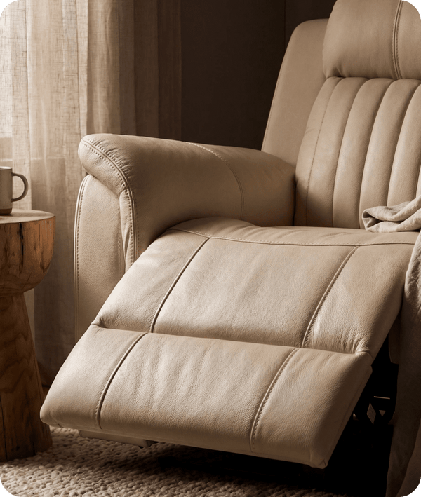 Martini Cream Leather Power Recliner Armchair
