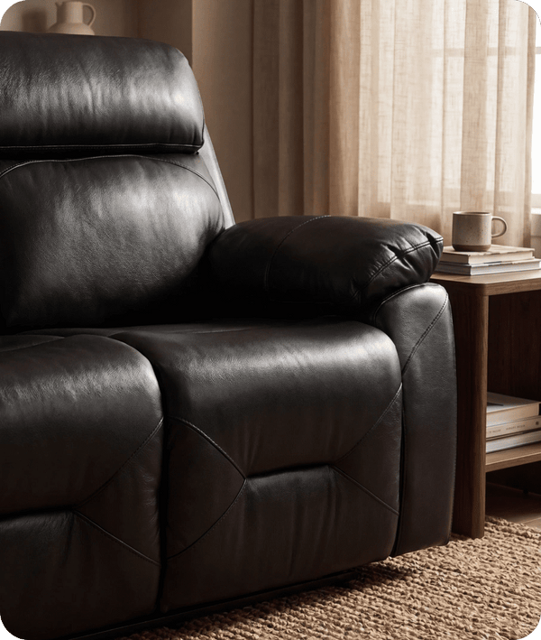 Milano Genuine Leather Black Electric Power Recliner 3 Seater Sofa