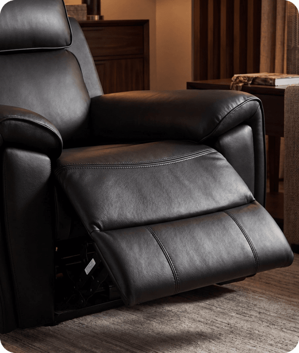 Leo Genuine Leather Black Electric Power Recliner Armchair