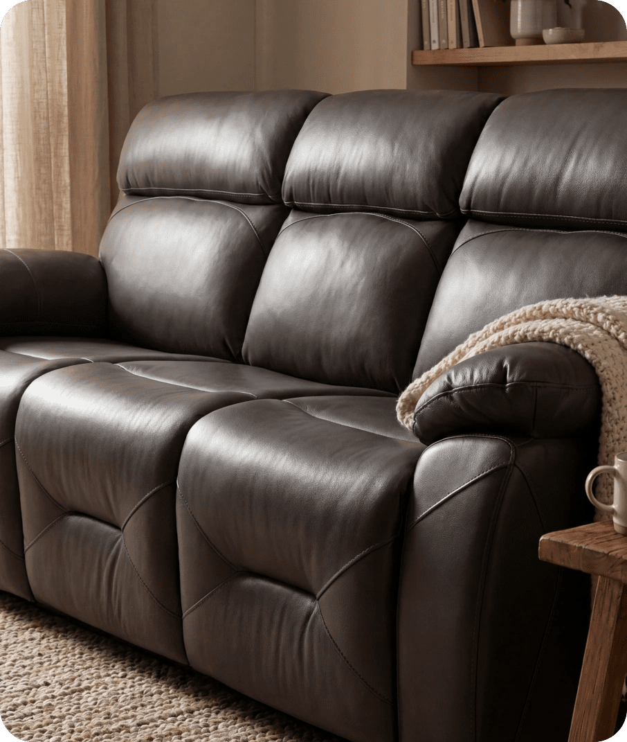 Milano Genuine Leather  Grey Electric Power Recliner 3 Seater Sofa