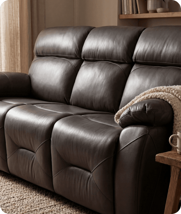 Milano Genuine Leather  Grey Electric Power Recliner 3 Seater Sofa