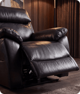 Torino Genuine Leather Black  Electric Power Recliner Armchair