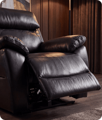 Torino Genuine Leather Black  Electric Power Recliner Armchair