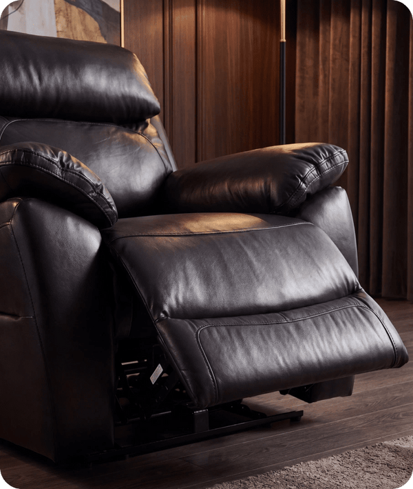 Torino Genuine Leather Black  Electric Power Recliner Armchair