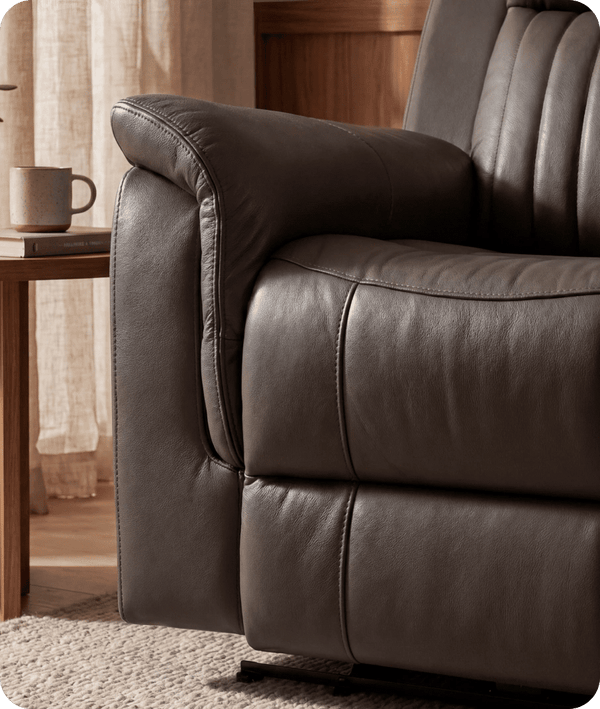 Martini Genuine Leather Grey Electric Power Recliner Armchair