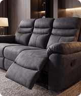 Bristol Grey Fabric Manual Recliner 3 Seater Sofa