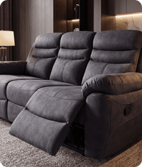 Bristol Grey Fabric Manual Recliner 3 Seater Sofa