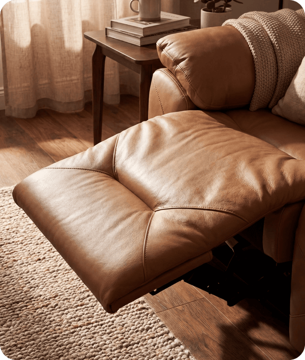 Milano Genuine Leather Caramel Electric Power Recliner 2 Seater Sofa