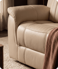 Martini Genuine Leather Cream Electric Power Recliner 3 Seater Sofa