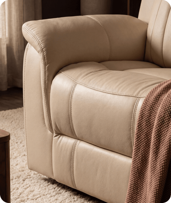 Martini Genuine Leather Cream Electric Power Recliner 3 Seater Sofa