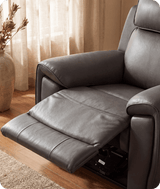 Leo Genuine Leather Grey Electric Power Recliner Armchair