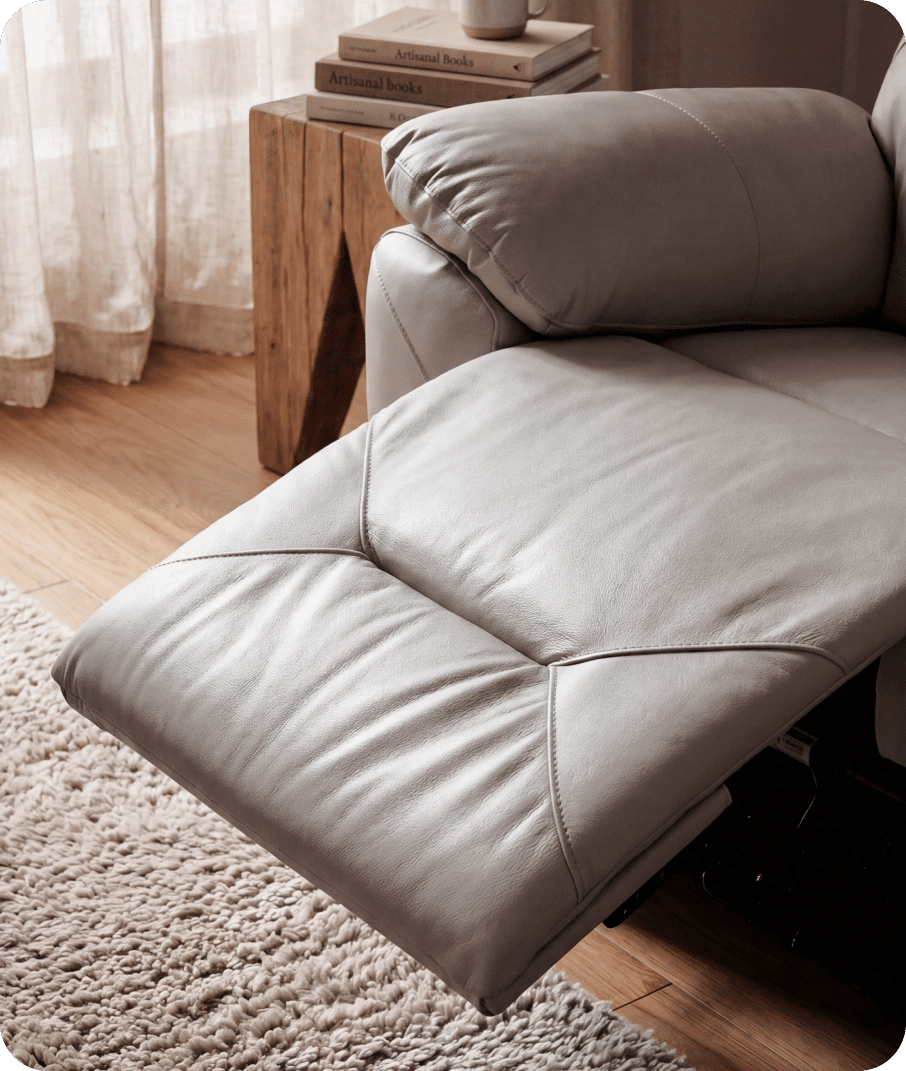 Milano Genuine Leather Light Grey Electric Power Recliner Armchair