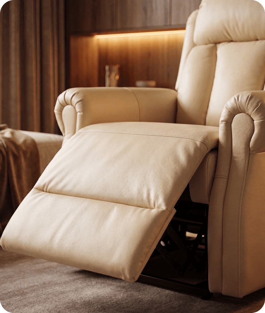 Derby Genuine Leather Cream Rise & Recline Mobility Chair