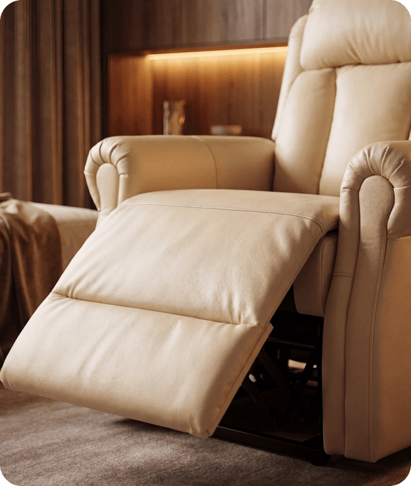 Derby Genuine Leather Cream Rise & Recline Mobility Chair