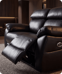 Torino Genuine Leather Black  Electric Power Recliner 2 Seater