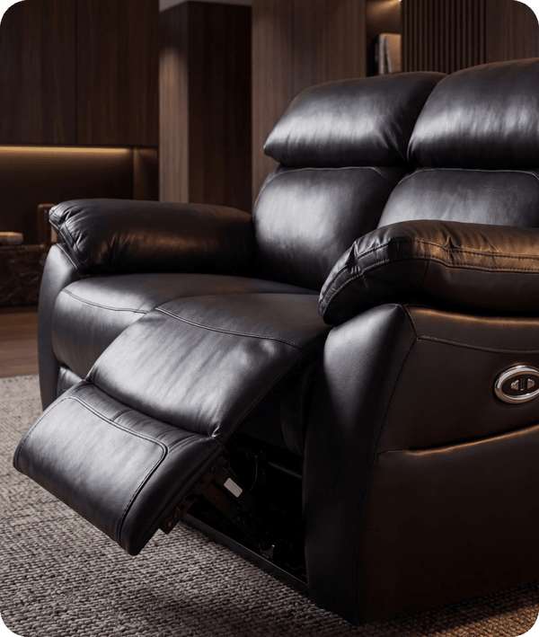 Torino Genuine Leather Black  Electric Power Recliner 2 Seater