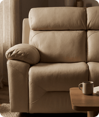 Milano Genuine Leather Cream Electric Power Recliner 2 Seater Sofa