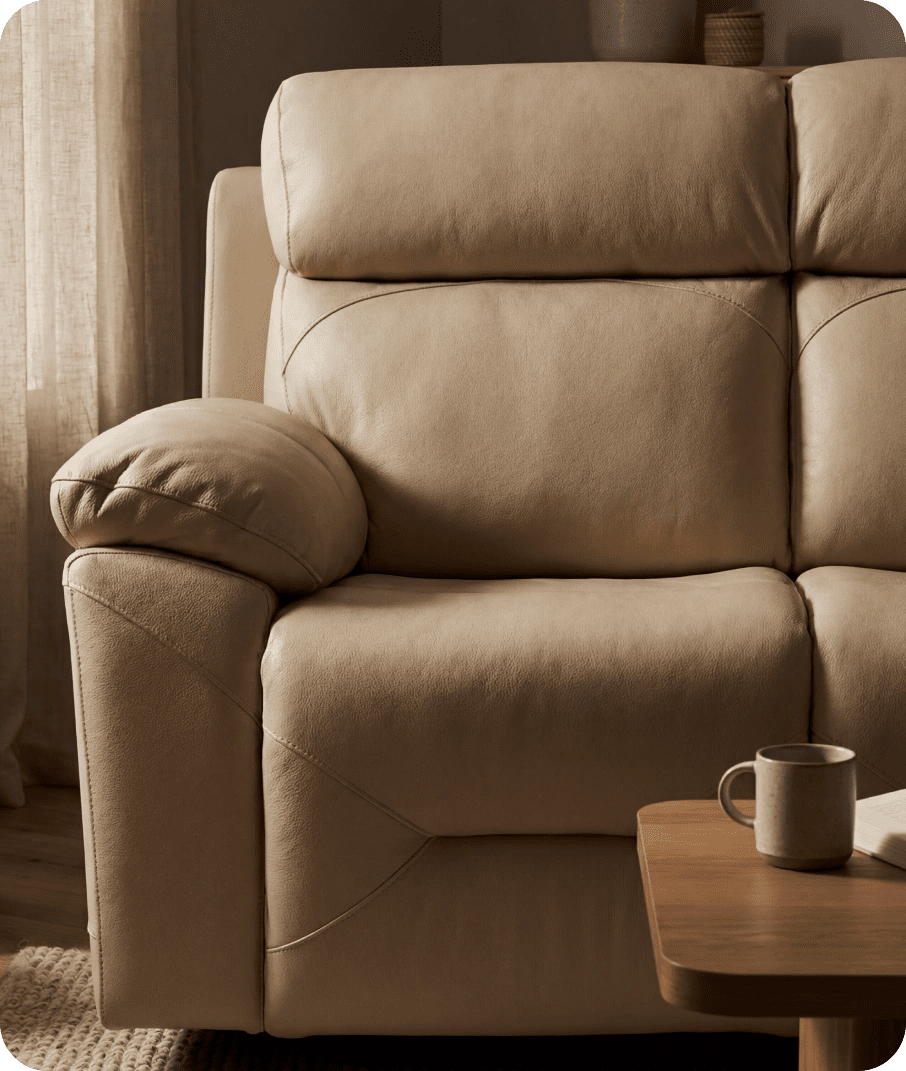 Milano Genuine Leather Cream Electric Power Recliner 2 Seater Sofa