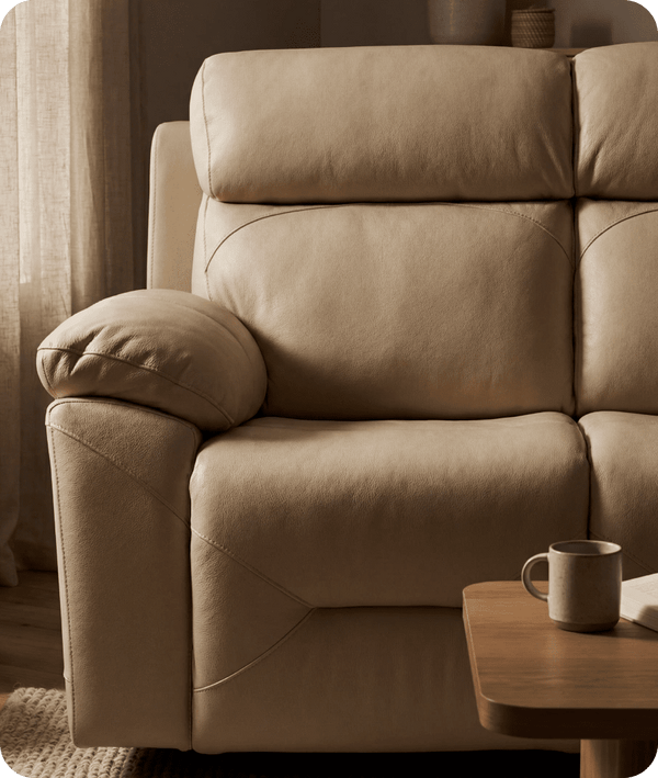 Milano Genuine Leather Cream Electric Power Recliner 2 Seater Sofa