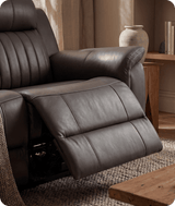 Martini Genuine Leather Grey Electric Power Recliner 3 Seater Sofa