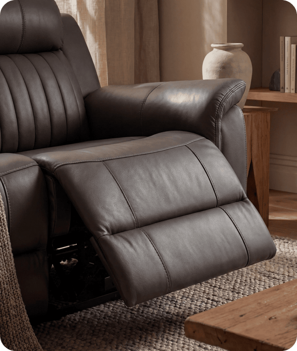 Martini Genuine Leather Grey Electric Power Recliner 3 Seater Sofa