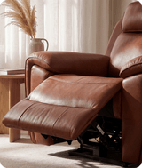 Leo Tan Genuine Leather Armchair with Electric Power Recliner