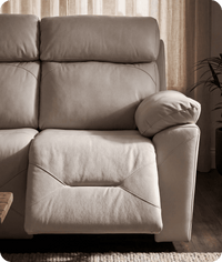 Milano Genuine Leather Light Grey Electric Power Recliner 2 Seater Sofa